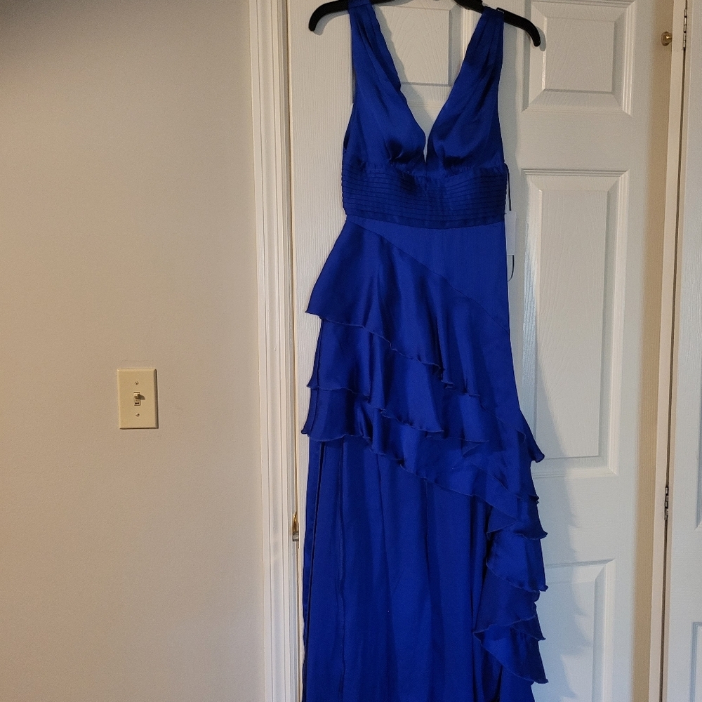 NWT- Elegant Blue Ruffled Women's Dress-HOMECOMING DANCE - Picture 3 of 9